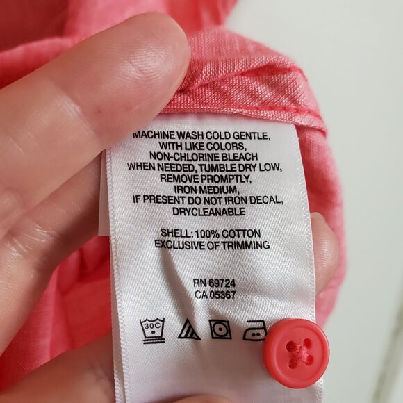 COLUMBIA NWT Camp Henry Short Sleeve Shirt Button Front Cotton Pink Womens Large - Picture 12 of 13